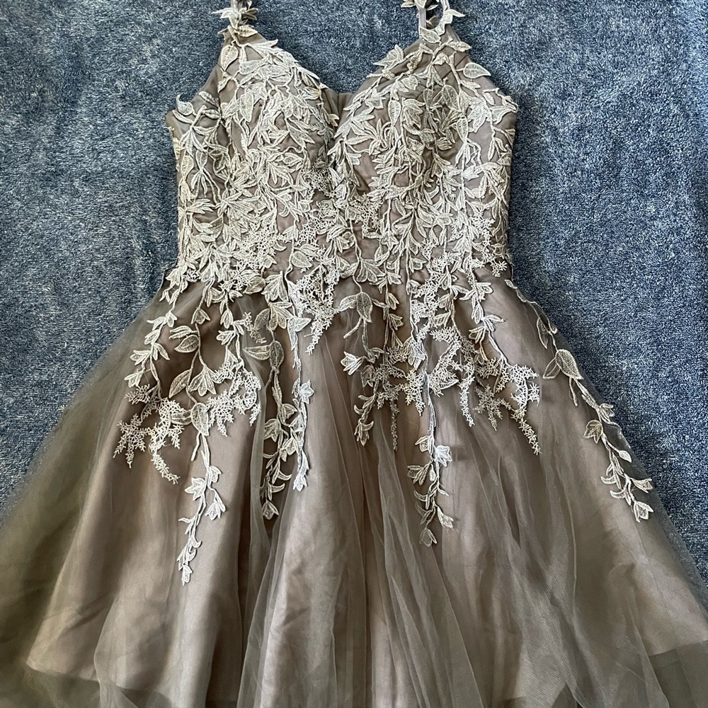 Elegant Lace Wedding Dress in Silver